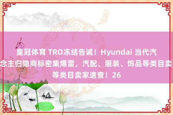 皇冠体育 TRO冻结告诫！Hyundai 当代汽车与国东说念主归隐商标密集爆雷，汽配、服装、饰品等类目卖家速查！26