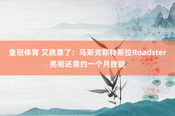 皇冠体育 又跳票了：马斯克称特斯拉Roadster亮相还需约一个月技能