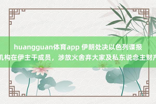 huangguan体育app 伊朗处决以色列谍报机构在伊主干成员，涉放火舍弃大家及私东说念主财产