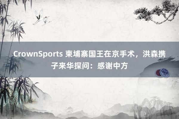 CrownSports 柬埔寨国王在京手术，洪森携子来华探问：感谢中方