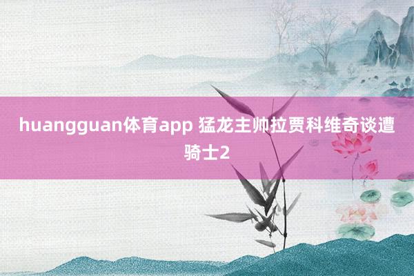 huangguan体育app 猛龙主帅拉贾科维奇谈遭骑士2