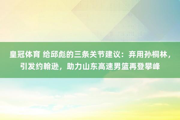皇冠体育 给邱彪的三条关节建议：弃用孙桐林，引发约翰逊，助力山东高速男篮再登攀峰