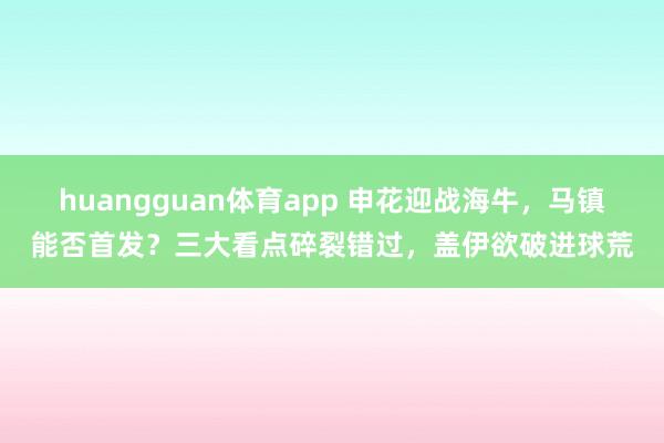 huangguan体育app 申花迎战海牛，马镇能否首发？三大看点碎裂错过，盖伊欲破进球荒