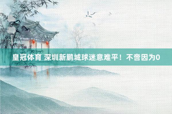 皇冠体育 深圳新鹏城球迷意难平！不啻因为0