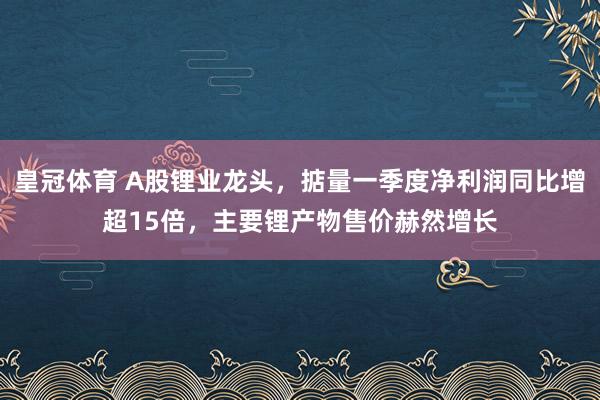 皇冠体育 A股锂业龙头，掂量一季度净利润同比增超15倍，主要锂产物售价赫然增长